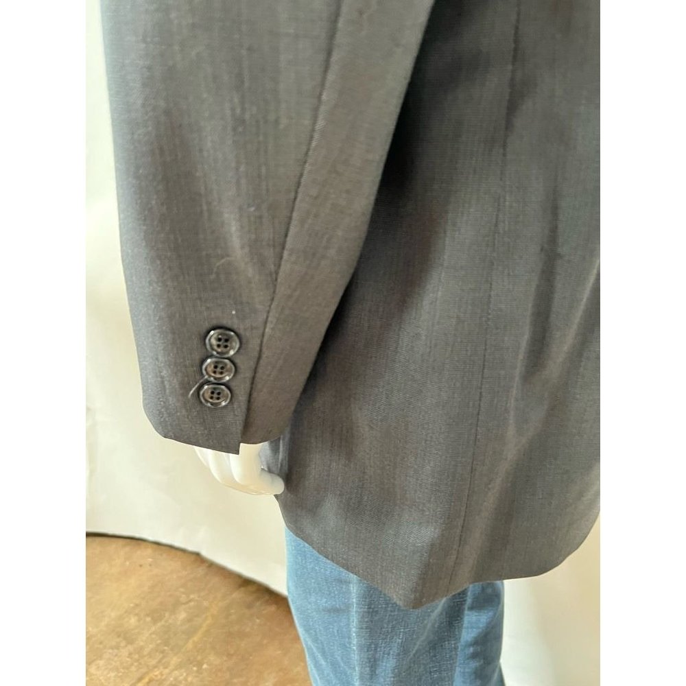 Albert Nipon Mens Suit Jacket Gray Wool Blend Poc… - image 8